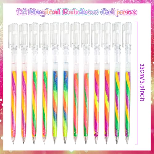 maritcan Party Bag Children's Birthday, 12 Rainbow Luminous Pens, Gifts for Girls 4-12 Years, Craft Set Children from 6 Years, Girls Gift, Easter Gifts Children, Easter Crafts