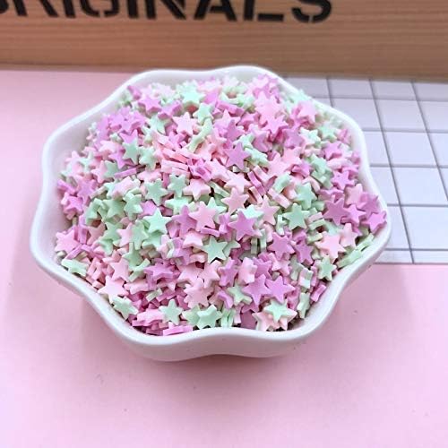 BLUESKYUP Figurines & Miniatures!! 50g/lot Cute Clay Sprinkles, Colorful Heart Five Star Bow Candy Sprinkles for Crafts Making, DIY 1 PCs