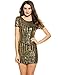 Zeagoo Women Short Sleeve Striped O Neck Backless Sexy Mini Sequined Dress