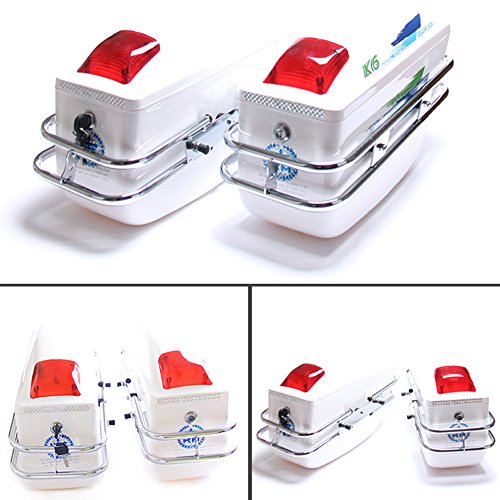 Vogvigo Motorcycle Modified Side Boxs Twin Motorcycle Bike Panniers Saddlebags Travel Bags PP Plastic Material 42 15.5 26.5CM 2 Pcs (White)