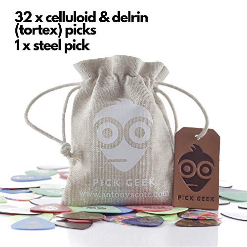 Pick Geek Guitar Pick Capo Bundle Set | 33 x Premium Assorted Guitar Picks | Django Silver Quick-Release Capo Clamp | FREE Pick Geek 'wedgie' Pick Holder plus Enamel Pin | Gifted in Stunning Gift Box - Thumbnail 5