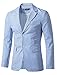 Allegra K Man Vertical Stripes Notched Lapel Long Sleeves Blazer Blue White S