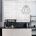 Vintage White Brick Pattern Contact Paper Self Adhesive Vinyl Wallpaper for Living Room Bedroom Kitchen Bathroom Wall Decor 17.7 Inches by 16 Feet