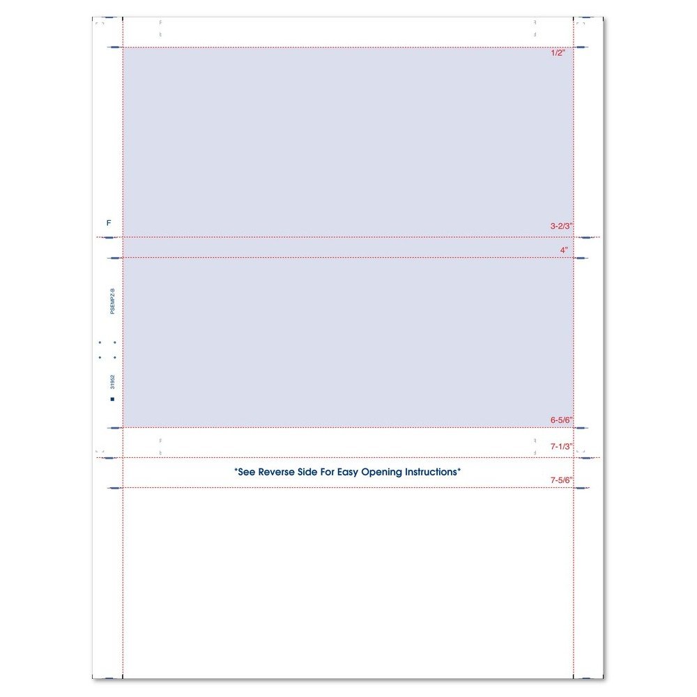 8-1/2" x 11" Z Fold Multi-Purpose Blue Screen on Face, Blockout Back (Box of 2000)