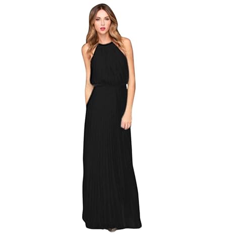 Longra Damen Elegant Abendkleider Ärmellos Neckholderkleider Elastisch Strap Trägerlos Brautjungfernkleid Damen Chiffon Stran