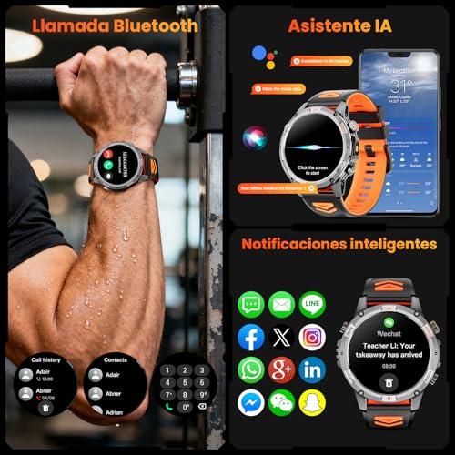 Joautrial Men's Military Smart Watch, 1.46" HD GPS Smartwatch with LED Flashlight, Compass, 100+ Sports Modes Smart Watch, Health Monitoring 24/7, Bluetooth Calls