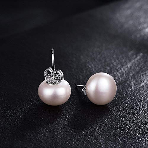 Sterling Silver 12mm White Freshwater Cultured Button Pearl Stud Earrings