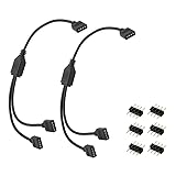 GRZWAYS 2-Pack Black 4 Pins LED Splitter Cable LED