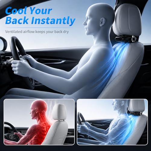 2PCS New Upgraded Car Seat Fan that Blow Cold Air for Backseat Rear Facing Headrest Cooling Fan for Car Portable Carseat Usb Car Vent Extender for Baby Small Mini Rechargeable Cooler Head Rest (Black)