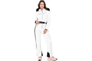 Yousify Womens Ski Suit One Piece Snowsuit Onesie Waterproof Windproof Ski Jacket Snowboard Sports Slim Jumpsuits Outerwear