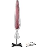 2-Pack Patio Umbrella Cover Bags - Clear Outdoor Patio Umbrella Covers Waterproof, Reusable Heavy-Duty 4-Mil Plastic – Includes Zip Ties & Labels, Bag Fits 5 to 11-Foot Diameter Umbrellas