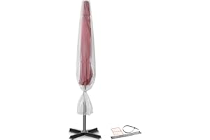 STORAGE STANDARD 2-Pack Patio Umbrella Cover Bags - Clear Outdoor Patio Umbrella Covers Waterproof, Reusable Heavy-Duty 4-Mil Plastic – Includes Zip Ties & Labels, Bag Fits 5 to 11-Foot Diameter Umbrellas