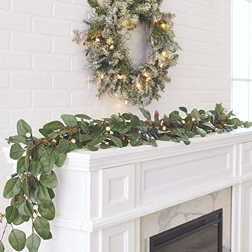 NOMA Prelit 24Inch LED Frosted Fir Christmas Wreath with Battery