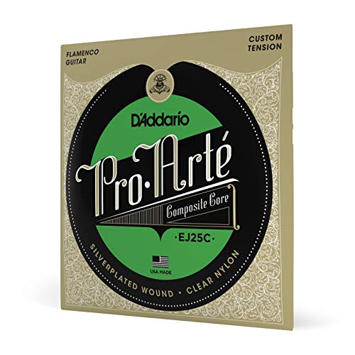 DAddario Gitarrensaiten Konzertgitarre | Akustikgitarre | Akustik Gitarre Saiten | Classical Guitar Strings | EJ25C Saitensatz Pro-Arte Clear Nylon Composite Flamenco