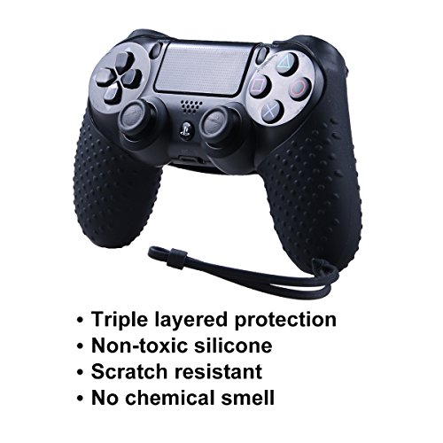 Skin for PS4 Controller - Silicone Covers for DualShock 4 - Anti-slip Protector with Hand Strap Case Set for Sony PS4, PS4 Slim, PS4 Pro 2 Controller Skin with 8 Thumb Grips - Thumbnail 4