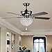 Warehouse of Tiffany CFL-8176CH Taliko Ceiling Fan 52-inch 3-Light Black Metal Housing Crystal Shade Basket, 52