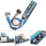 Ubit PCI-E Riser,Powered Riser Adapter Card,PCIE VER 006C 6 PIN 16x to 1x, 6PIN PCI-E to SATA Power Cable,for Bitcoin/Litecoin/ETH Coin - GPU Riser Adapter - Ethereum Mining ETH（6 Pack）