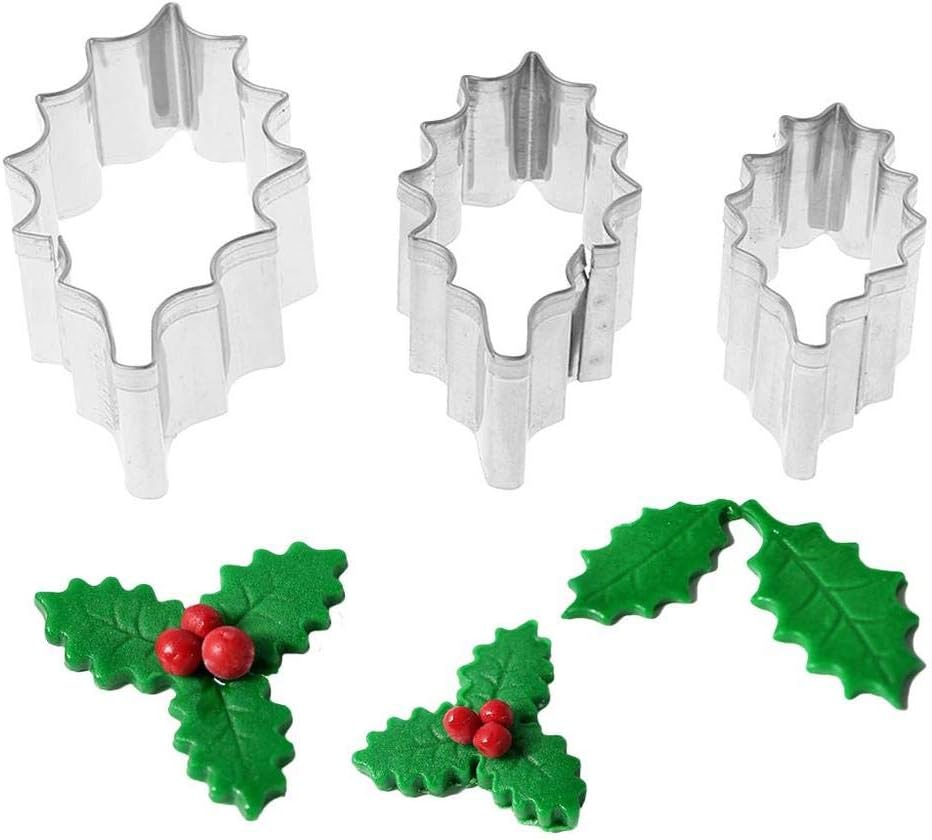 Aeromdale Stainless Steel Holly Leaf Christmas Fondant Cutter Cookie