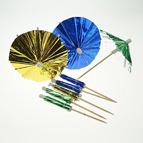 Bilipala Colorful Decorative Paper Umbrellas Cocktail Parasol Picks Cupcake Toppers Picks, 50 Counts