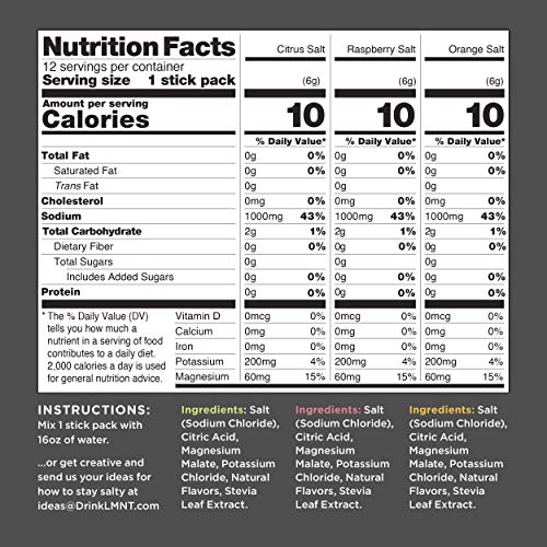 LMNT Keto Electrolyte Powder Packets Paleo Hydration Powder No