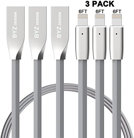 Vomach Lightning to USB Cable, 3 Pack 6 FT iPhone Charging Cord iPad Charger for Apple iPhone 8/X /7Plus 7/6/6S/Plus/SE/5S/5/iPad Mini/Air/Pro/iPod, Compatible with iOS System Silver and Grey