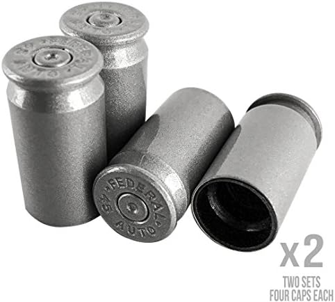 Real Bullet Valve Stem Caps Set of 4 Brass Custom Metallic Authentic Quality Polished Silver Chrome Bullet Easy Screw On Tire Covers Car Wheel Truck Caps (2 Sets (8 CAPS), Silver)