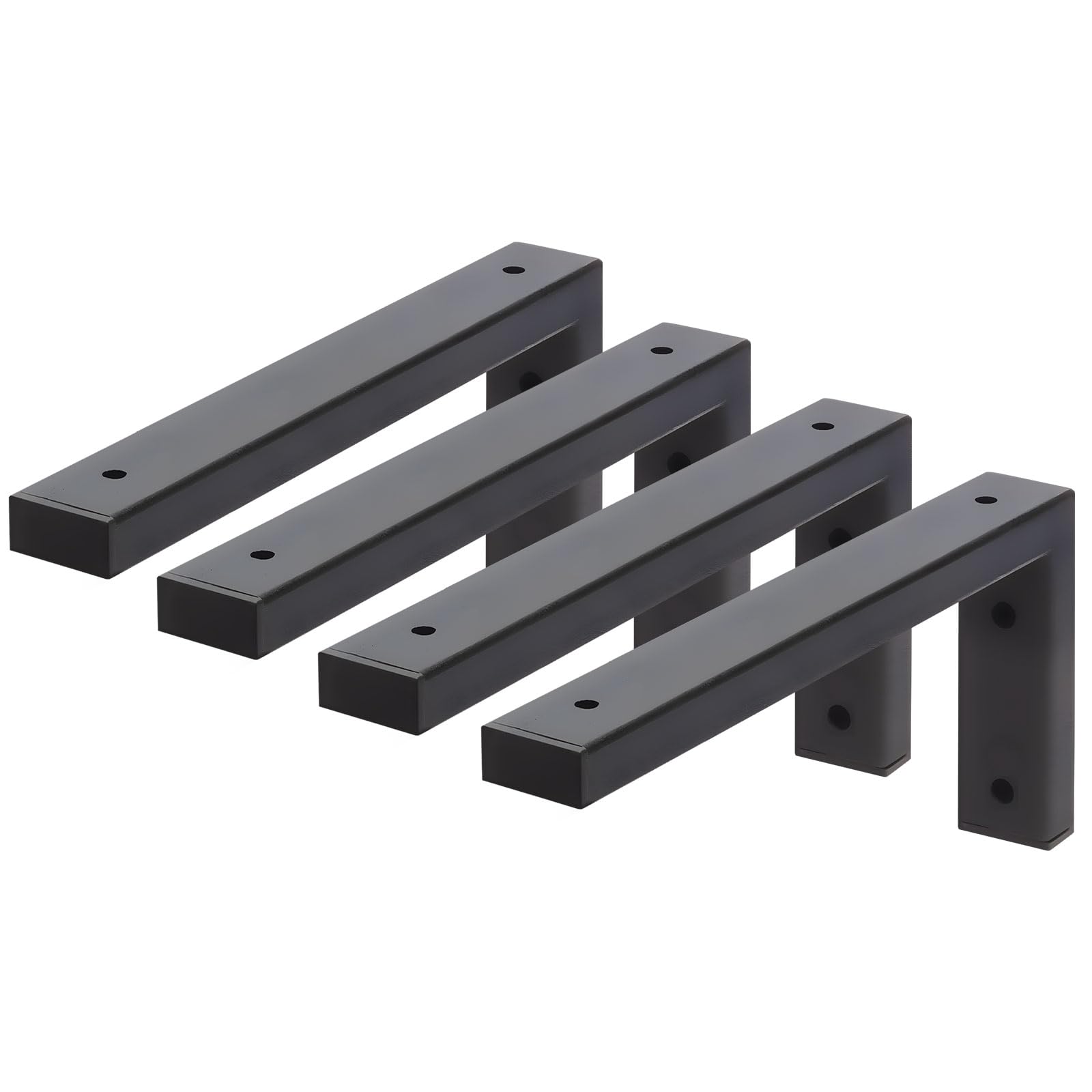 MLOQI 4 Pack Black Shelf Brackets Heavy Duty, Scaffold Board Shelf Bracket,Countertop Bracket, Wash Basin Bracket, Wall Brackets for Shelves (14"x6"/35x15cm)
