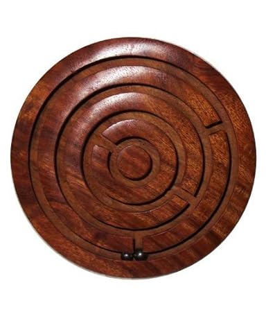 HOME DELIVERED Game Labyrinth, Ball-in-a-Maze Puzzles, Handcrafted in India Chakri Game Plate Kids Toy Hand Made Wooden Gift Item Office Home Stress Buster