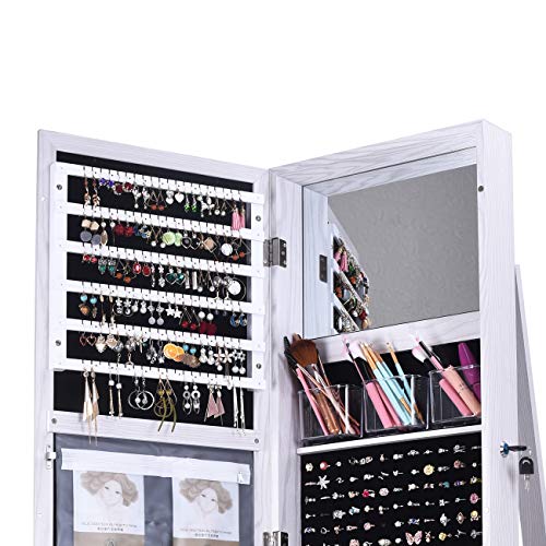 SDHYL Jewelry Storage with Mirror, 360° Rotating Jewelry Organizer Hanging, Full Length
