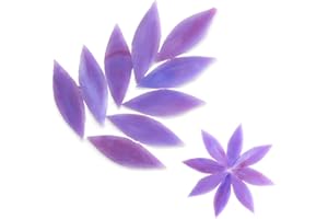 OAKBUD 80pcs/100g Petal Leaves Mixed Colors Shine Crystal Series Mosaic Tiles, Glass Mosaic Tiles Glitter Crystal Mosaic Perfect for Home Decoration Crafts, 1.1x2.5 cm (Purple)