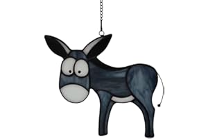 WeDcpcin Stained Glass Donkey Window Hanging Sun Catcher Christmas Decoration Holiday Decorations Gift for Family and Friends