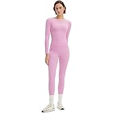 SUUKSESS Women 2 Piece Workout Set Tummy Control Legging Long Sleeve Workout Top