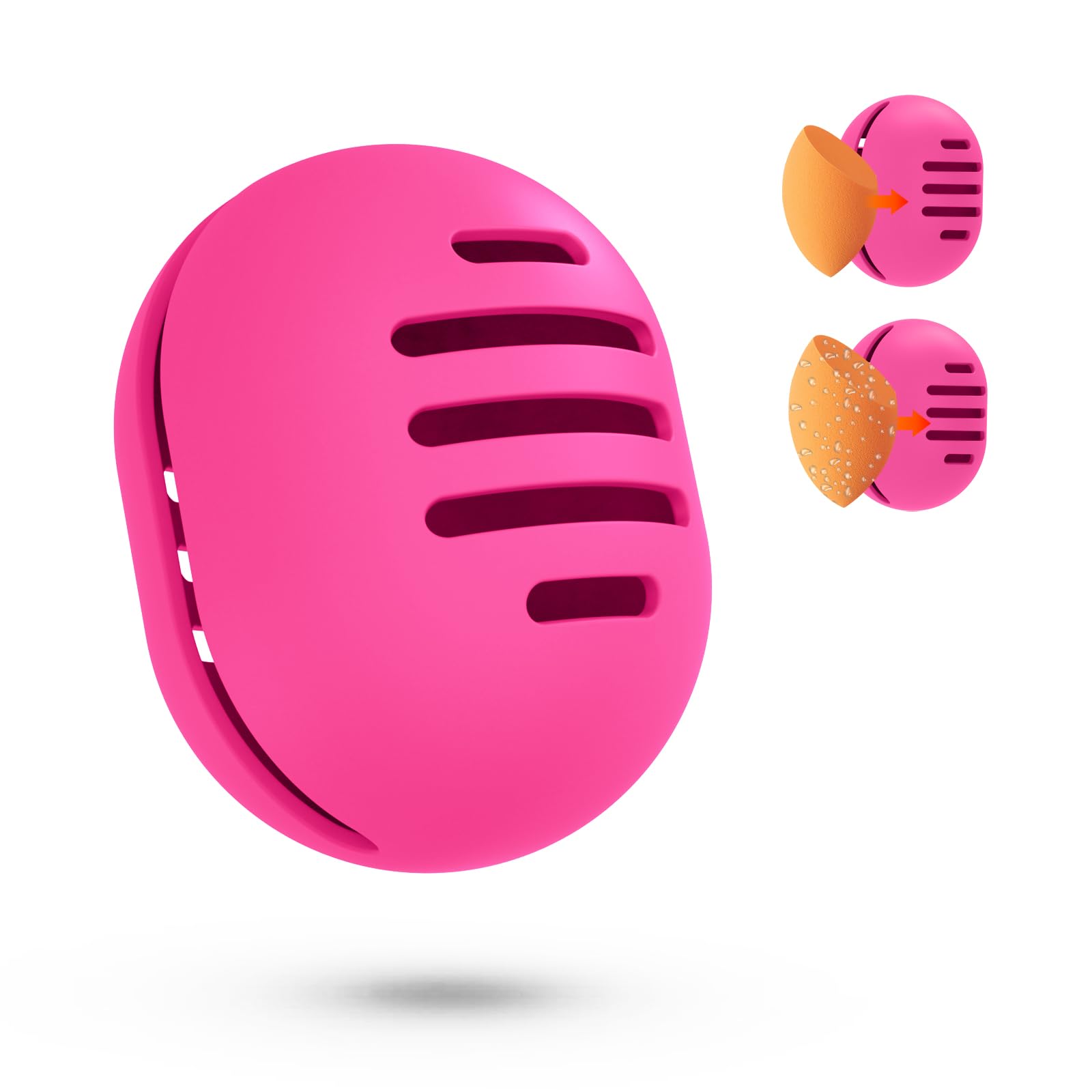 Fauxomor Makeup Sponge Holder,Double-sided 5-line Vented Silicone Beauty Blender Case for Travel,Shatterproof Beauty Blender Holder for All Sponges Sanitary Reuse Easy to Carry,Rose Red