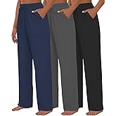 Kivdol 3 Pack Womens Yoga Sweatpants Wide Leg Lounge Pajamas Pants Drawstring Workout Comfy Joggers Sweatpants Pants Pockets