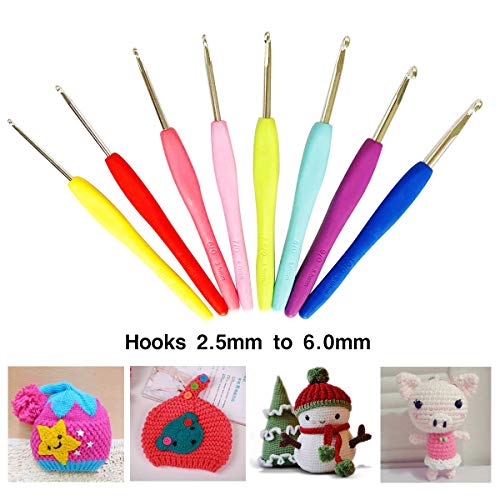 image for SoarOwl 57 Pack Crochet Hooks Set Knitting Needles Kit Ergonomic Soft 