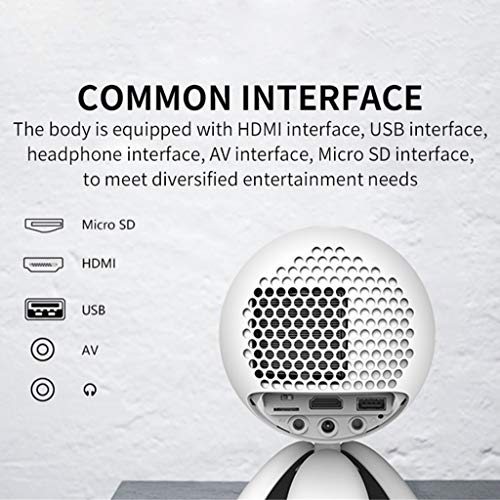 Mini Projector, Video Projector Support USB HDMI SD AV for Home Theater Movie Game (White)
