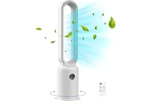Kikihuose Bladeless Fan, Standing Fan, Tower Fan Air Circulator with Remote, 24 Speeds Settings, 12-Hour Timing Closure, Low Noise Bladeless Fan for Home, Bedroom，Sliver
