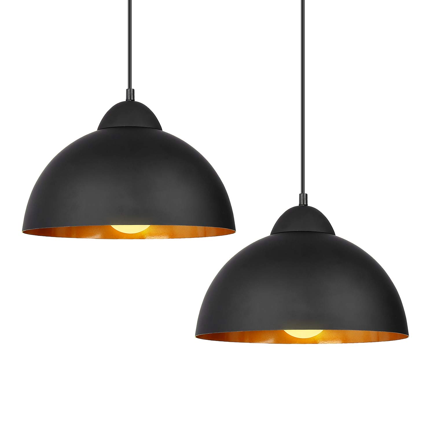 DECKEY Pendant Light,2 Pack,Ceiling Hanging Pendant Lights,Adjustable Height,1.1m,Vintage Classic Industrial Perforated Lampshade for Dinning Room/Study/Living Room,CE,ROHS,FCC Certification (Black)