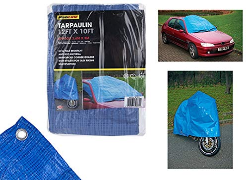 Heavy-Duty Blue Tarpaulin With 14 Eyelets - 3.7 x 3m (1 Pc.) - Multi-Purpose Design - Perfect for Outdoor Use