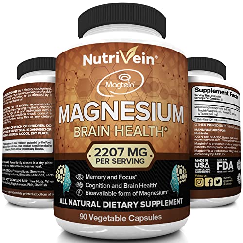 Nutrivein Magnesium LThreonate (Magtein) 2207mg Boosts Brain Health