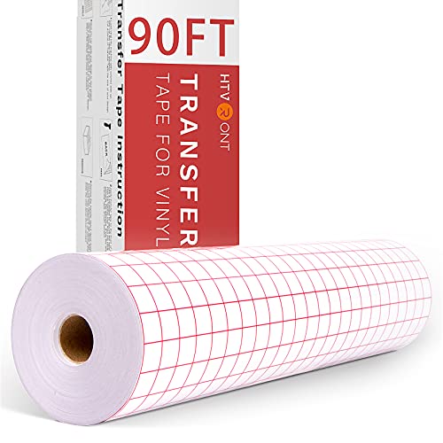 HTVRONT Transfer Tape for Vinyl 12” x 90 FT w/Red Alignment Grid