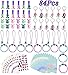 Mermaid Birthday Party Supplies Favors Kit - Total 84 Pcs- Bracelets, Goodie bags, Keychains, Rings, HairClips, Tattoos, Hairbands, Birthday Gifts For Girl Kids Party Accessories - Serves 12