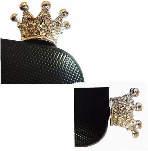 Poposh Silver Crown 3.5mm Crystal Anti Dust Plug Bling Earphone Jack Glitter Diamond Rhinestone Headphone Port Stopper Caps For iPhones, Samsung Galaxy, htc, nokia, Blackberry and other smartphones (Union Jack Style)