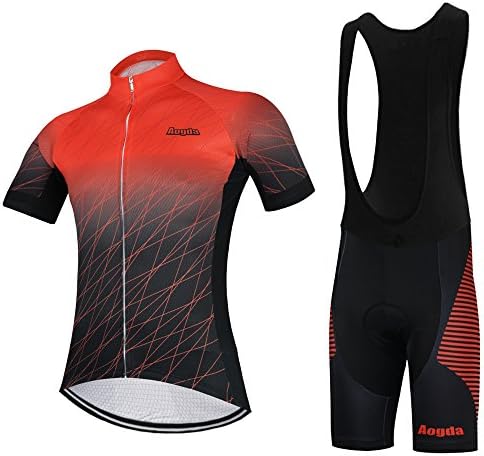 Aogda Cycling Jersey Short Sleeve Men's Bicycle Shirts Bib Shorts Bike Cycle Clothing Wear D196