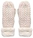Women's Winter Warm Cable Knitted Mitten Plush Lining Gloves with Hair Tie.