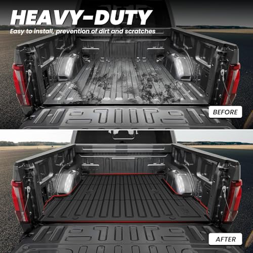 LASFIT 5.5FT Truck Bed Mat for Ford F-150 2026 2025 2024 F150 Lightning Custom Fit for 67.1 inch Bed Box All Weather Protector TPE Bed Liner Durable Easy Clean- Black-Not Fit for Drop in Bedlienr