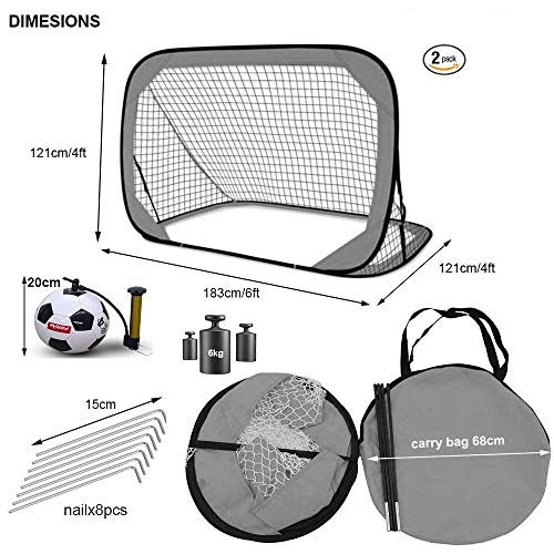 image for porayhut Large Size 6FT Pop Up Soccer Goal Sets ,Training Soccer Goal 