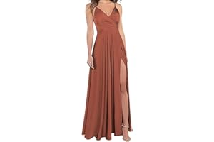 RYANTH Women's Satin Bridesmaid Dresses for Wedding Dress Formal Long A Line Prom Party Gowns with Pockets RYZ054