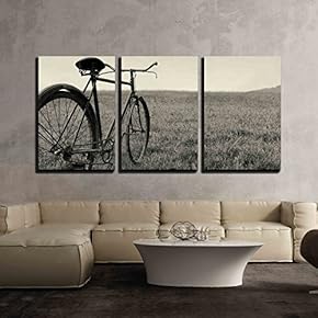 Antique or Retro Bicycle Outside x3 Panels