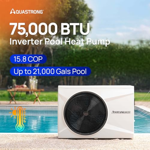 AQUASTRONG Inverter Swimming Pool Heat Pump,Pool Heater for Above Ground and Inground Heating Smart WiFi Control and Cooling Pool Heater Pools Up to, 21000 Gallons
